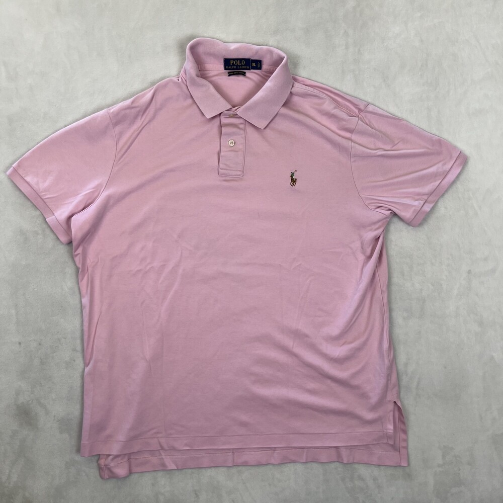 Polo Ralph Lauren Pink Polo Shirt Size XL Pima Soft Cotton Small Flesh Pony